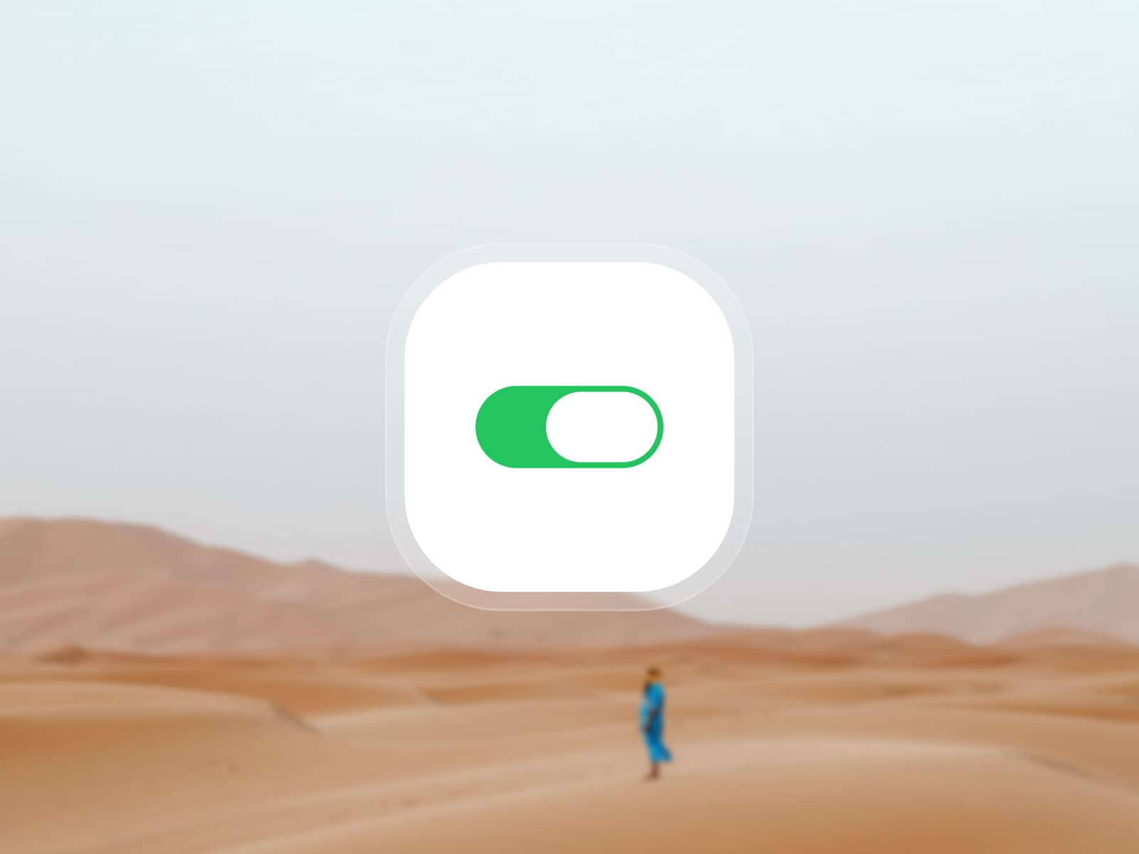 An Appetite UI tile beside a tile with an iOS switch, standing for Apple's iOS and iPadOS 27 UI kit, over soft desert dunes