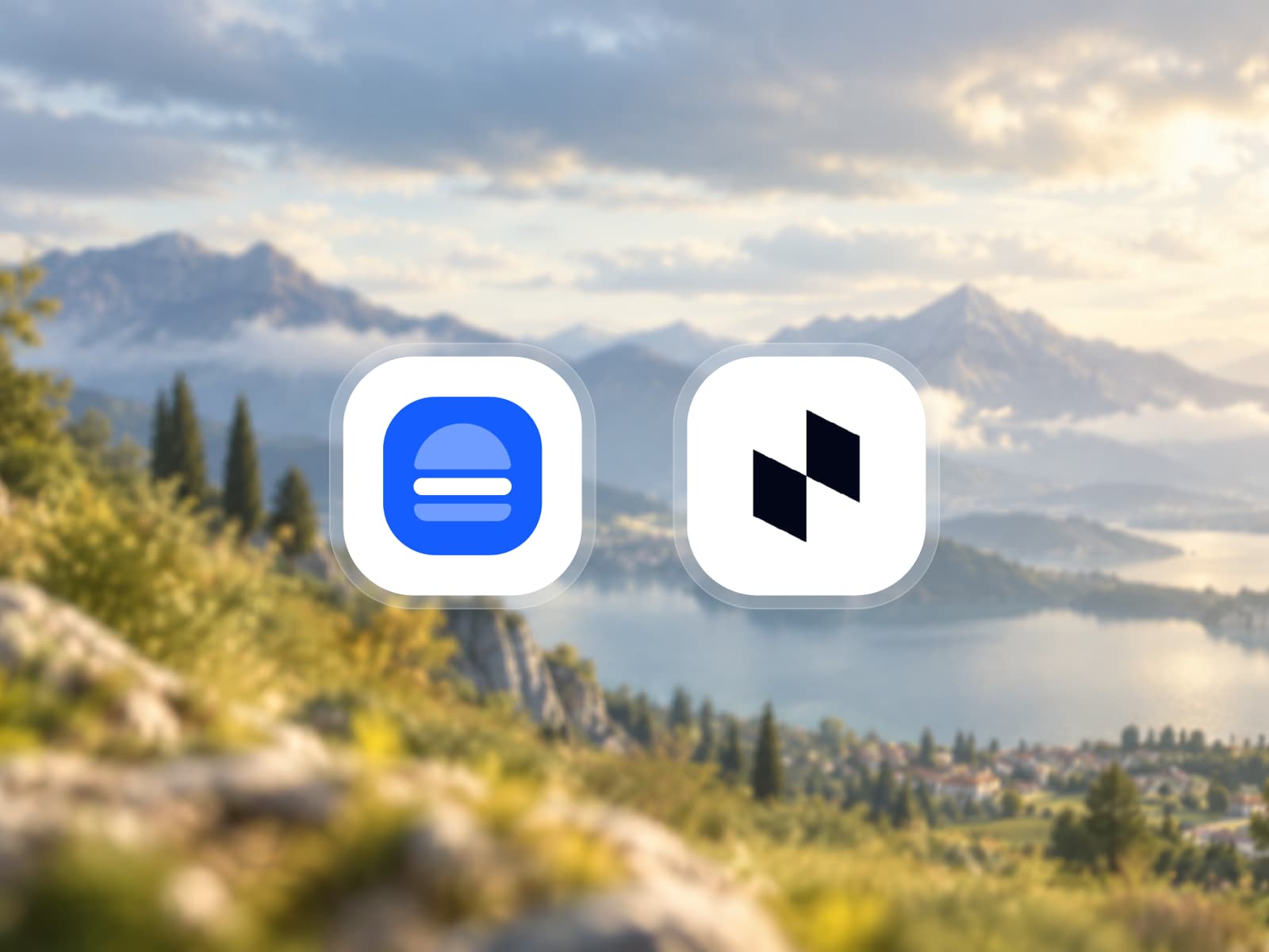 The Appetite UI app icon and the Dynamic Layer logo side by side over a blurred mountain lake